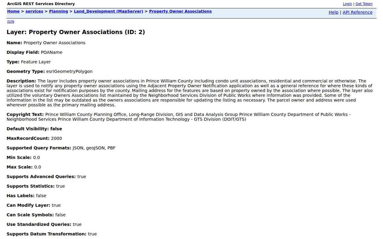Leesylvania neighbors property owner association GIS layer and contact fields