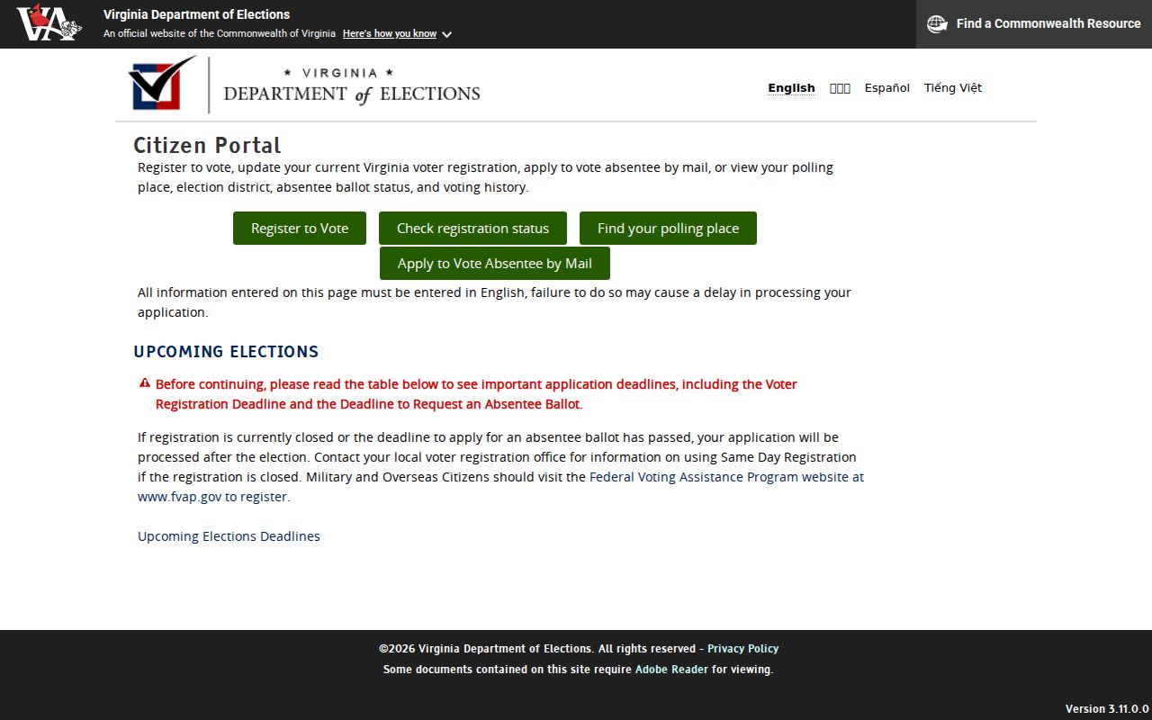 Leesylvania resident lookup using the Virginia voter citizen portal